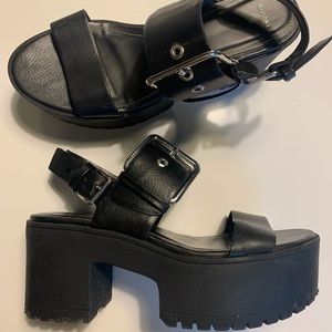 Black Platform Chunky Sandals